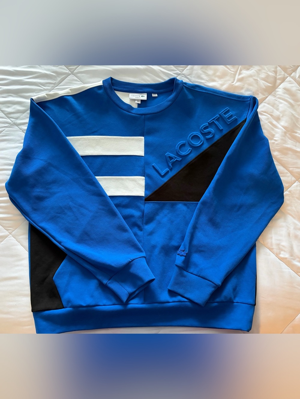 Lacoste Blue Crewneck Colorblock Graphic Men’s Sweatshirt